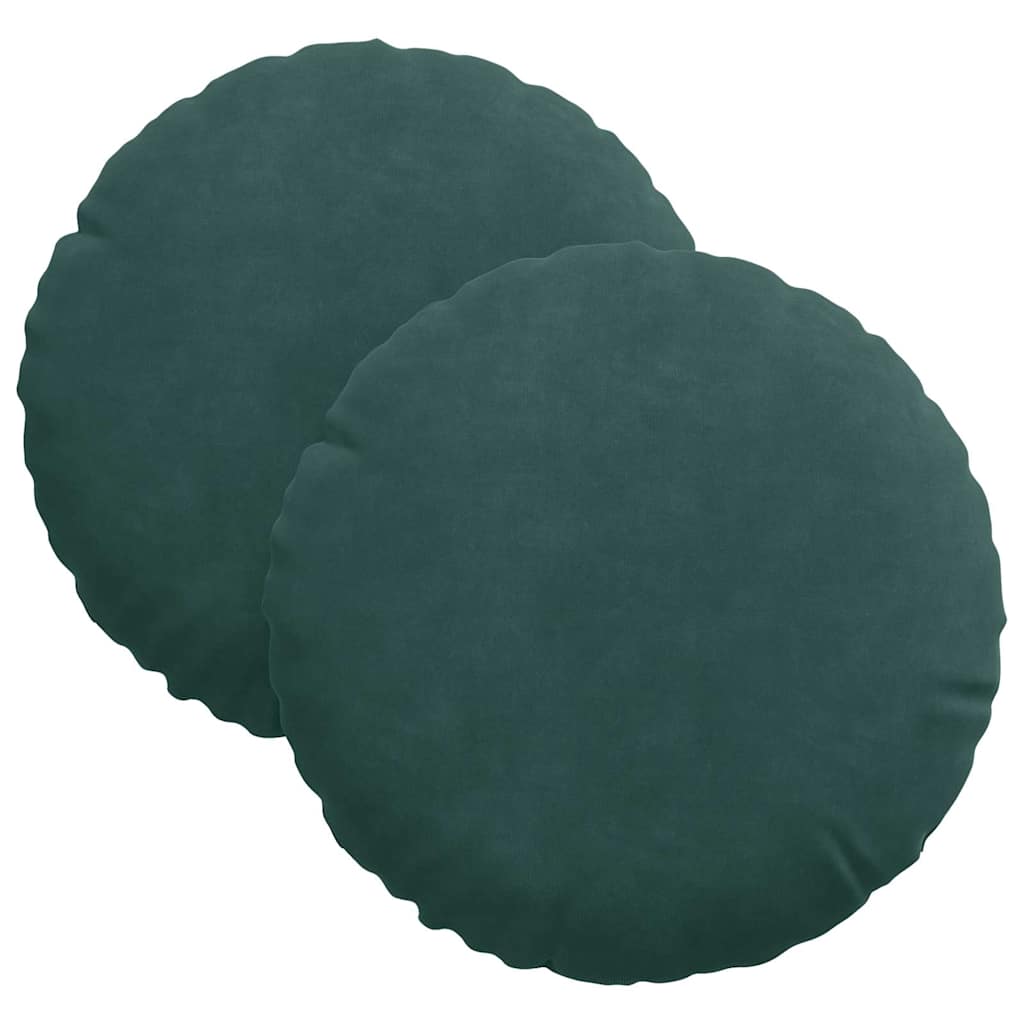 Cuscini per Seduta 2 pcs Verde Scuro Ø30 x 13 cm Velluto