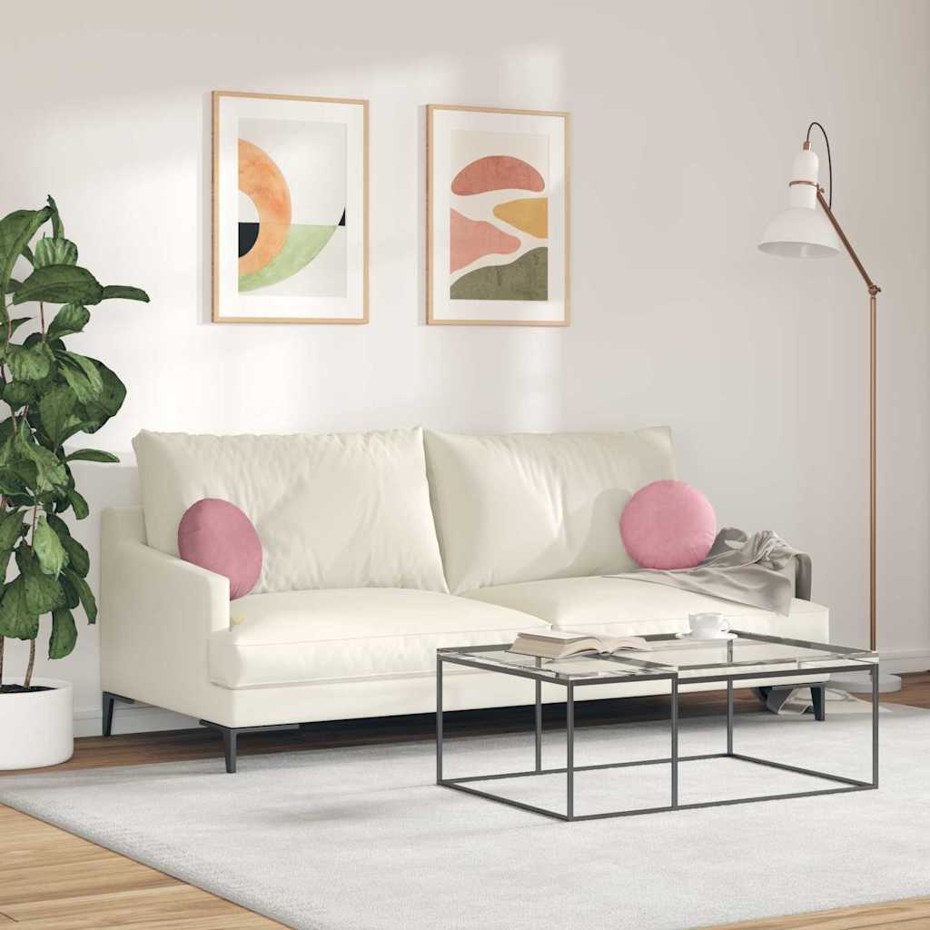 Cuscini per Seduta 2 pcs Rosa Ø30 x 13 cm Velluto