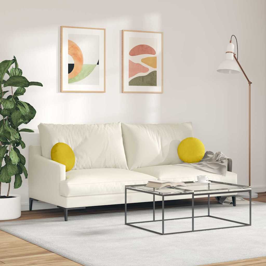 Cuscini per Seduta 2 pcs Giallo Ø30 x 13 cm Velluto