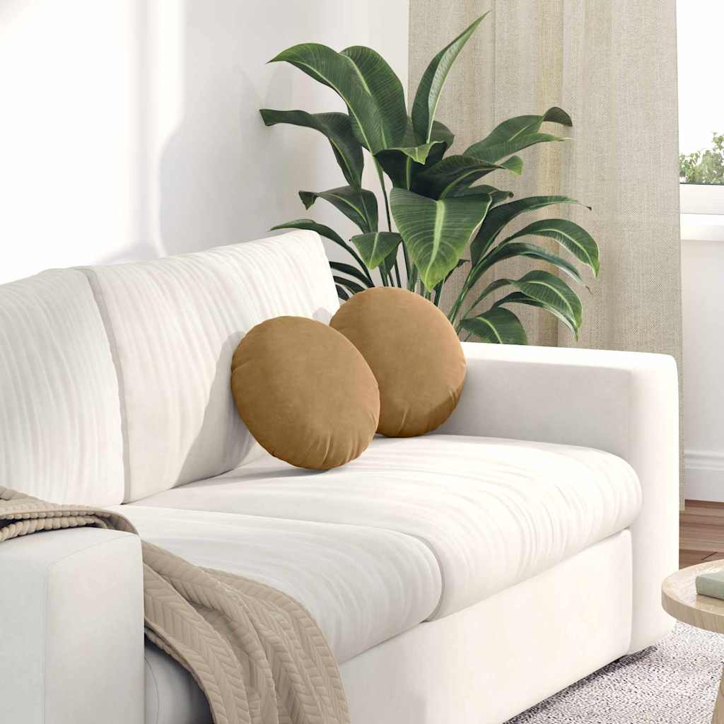 Cuscini per Seduta 2 pcs Marrone Ø30 x 13 cm Velluto