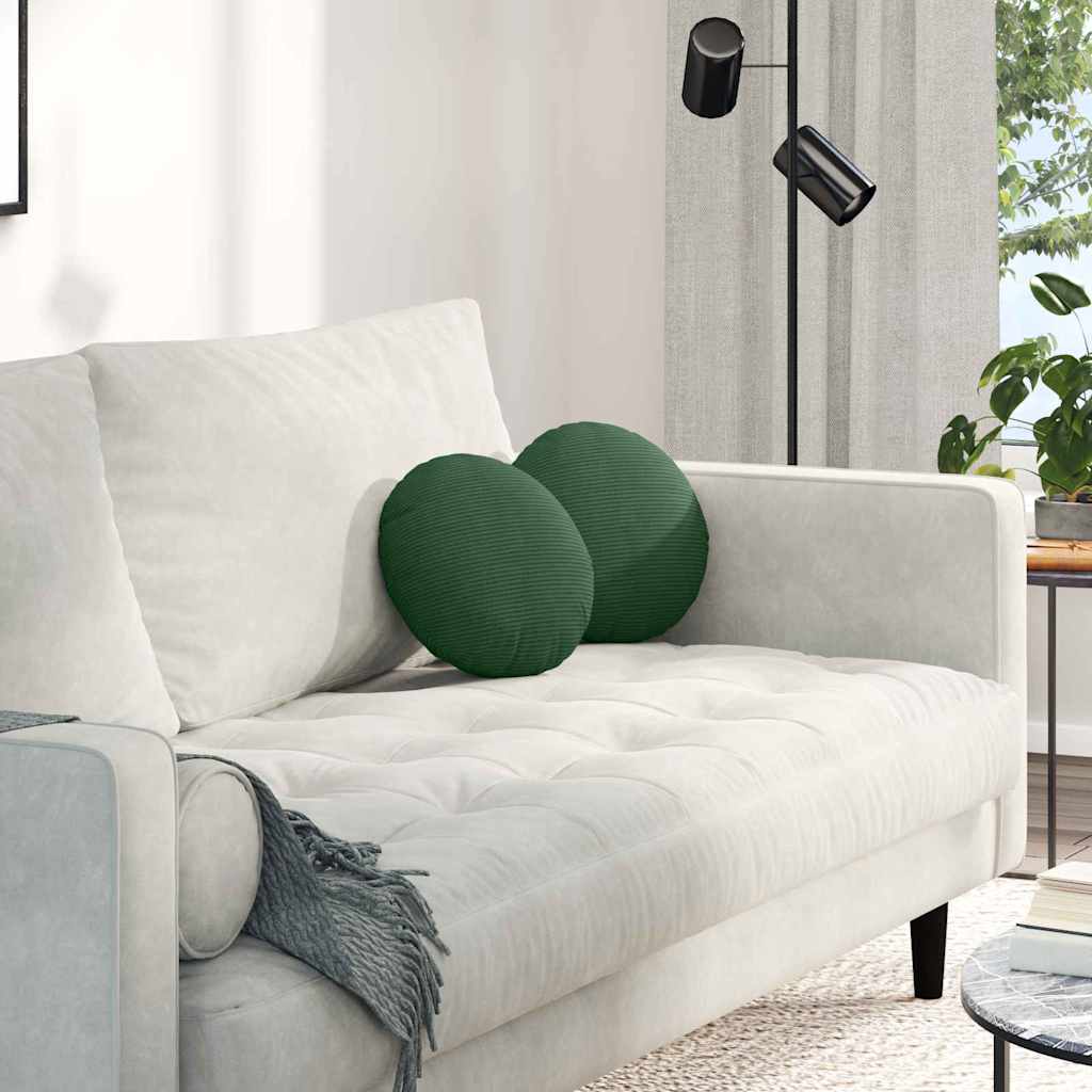 Cuscini per Seduta 2 pcs Verde Scuro Ø30 x 13 cm