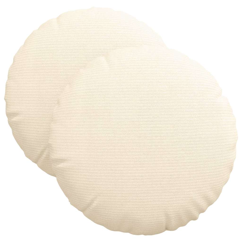 Cuscini per Seduta 2 pcs Crema Ø 40 cm Tessuto in Cords