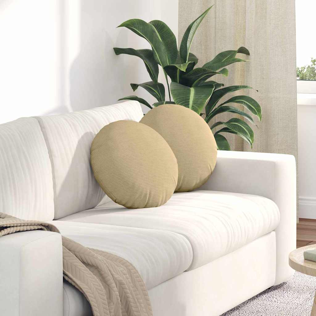 Cuscini per Seduta 2 pcs Grigio Verde Ø 40 cm Tessuto in Cords