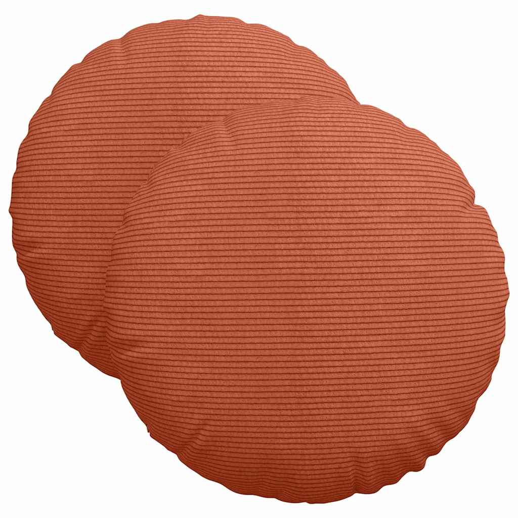 Cuscini per Seduta 2 pcs Rosso Arancio Ø 40 cm Tessuto in Cords