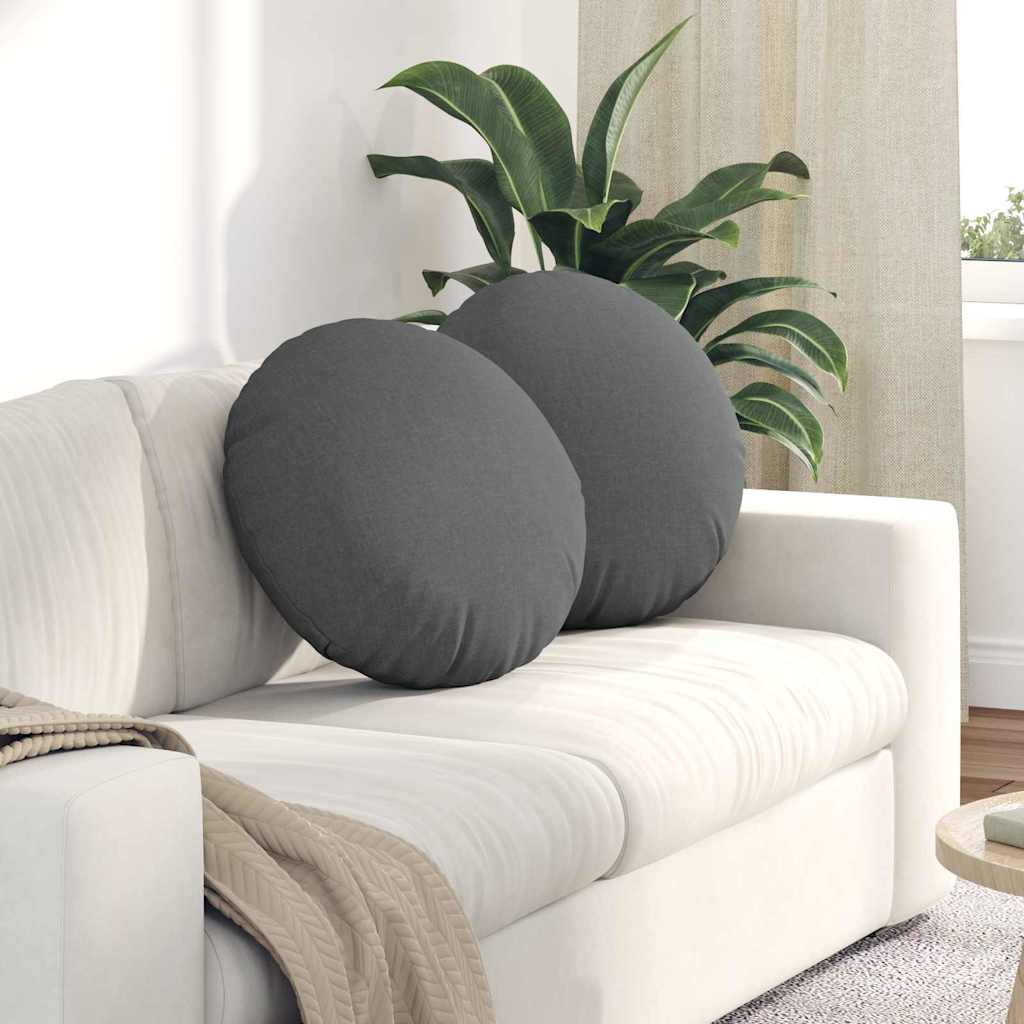 Cuscini per Seduta 2 pcs Grigio scuro Ø50 x 19 cm Tessuto