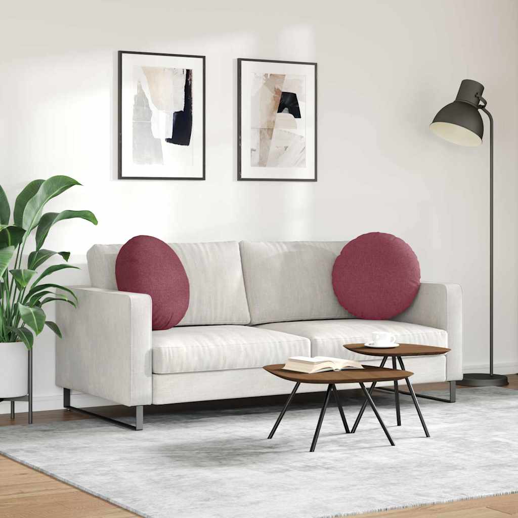 Cuscini per Seduta 2 pcs Rosso Vino Ø50 x 19 cm Tessuto