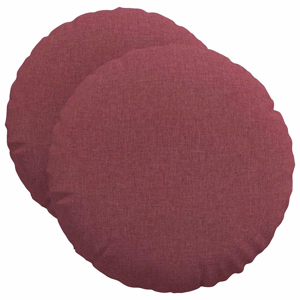 Cuscini per Seduta 2 pcs Rosso Vino Ø50 x 19 cm Tessuto