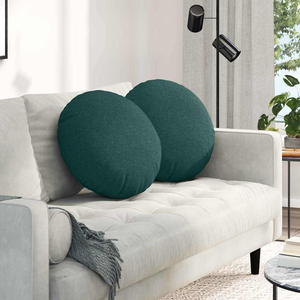 Cuscini per Seduta 2 pcs Verde Scuro Ø50 x 19 cm Tessuto