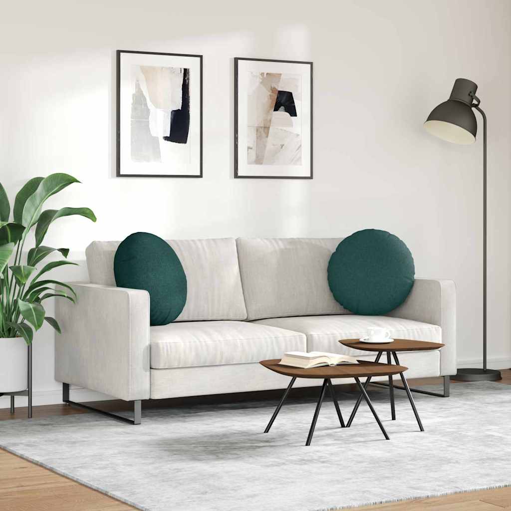Cuscini per Seduta 2 pcs Verde Scuro Ø50 x 19 cm Tessuto