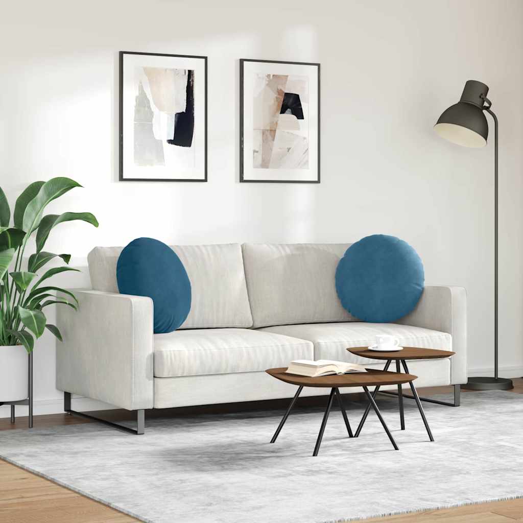Cuscini per Seduta 2 pcs Blu Ø50 x 19 cm Velluto