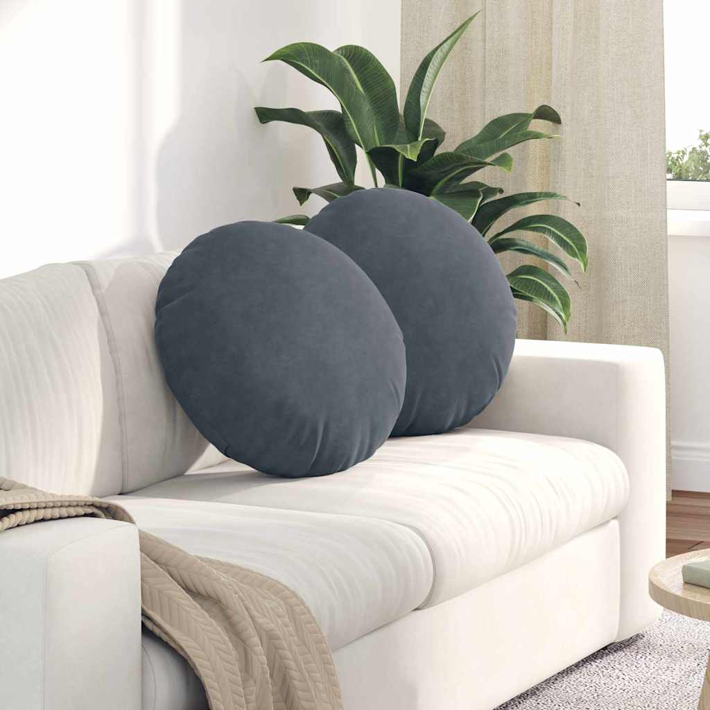 Cuscini per Seduta 2 pcs Grigio scuro Ø50 x 19 cm Velluto
