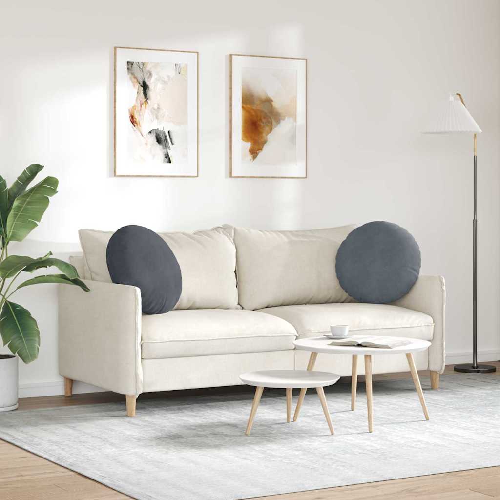 Cuscini per Seduta 2 pcs Grigio scuro Ø50 x 19 cm Velluto