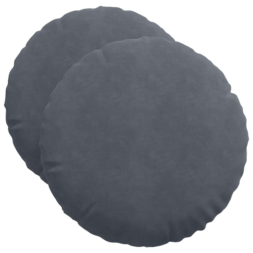 Cuscini per Seduta 2 pcs Grigio scuro Ø50 x 19 cm Velluto