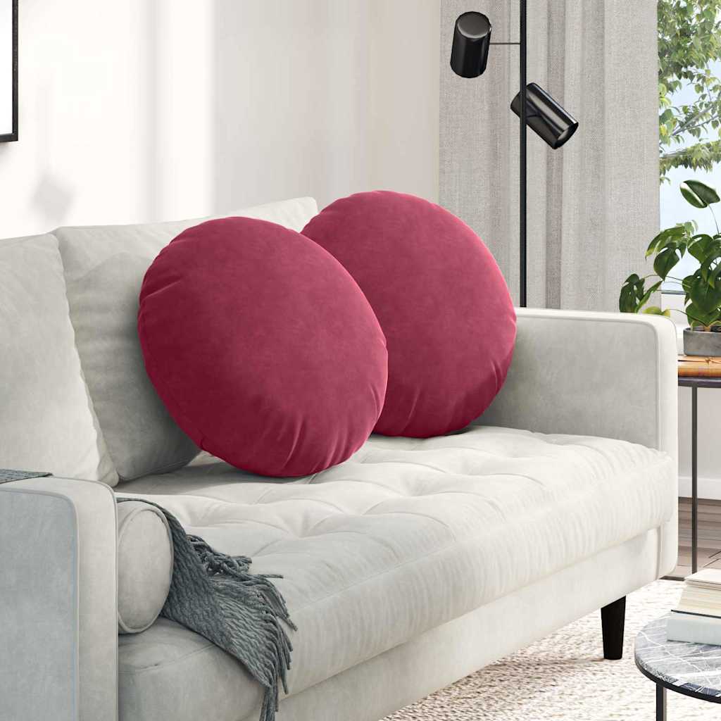 Cuscini per Seduta 2 pcs Rosso Vino Ø50 x 19 cm Velluto