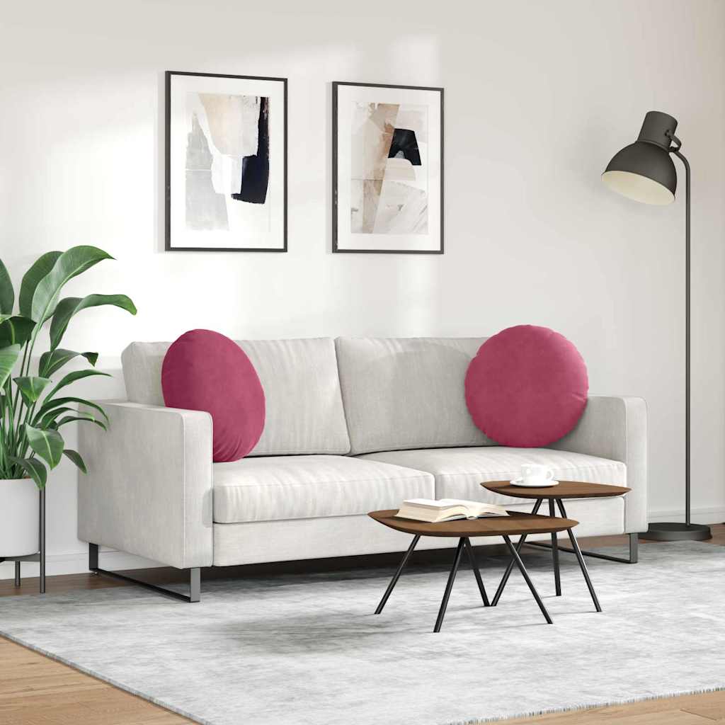 Cuscini per Seduta 2 pcs Rosso Vino Ø50 x 19 cm Velluto