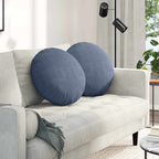 Cuscini per Seduta 2 pcs Blu Ø50 x 19 cm Tessuto in Cords