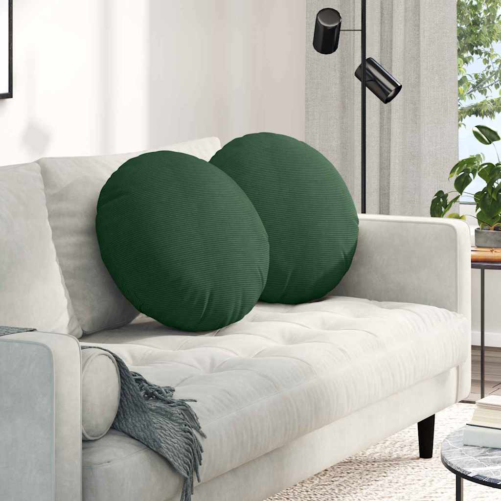 Cuscini per Seduta 2 pcs Verde Scuro Ø50 x 19 cm