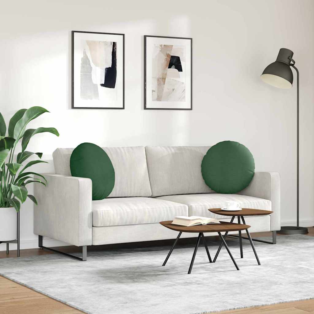 Cuscini per Seduta 2 pcs Verde Scuro Ø50 x 19 cm