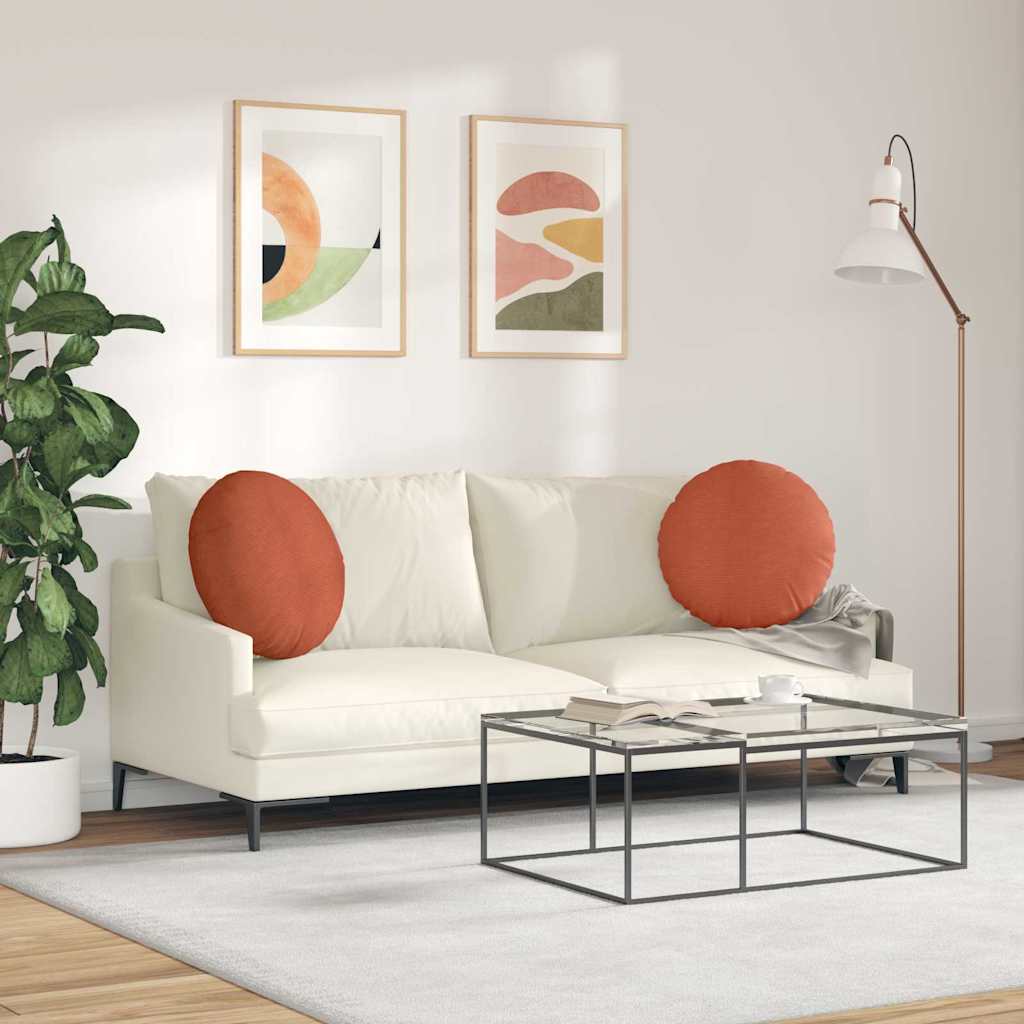 Cuscini per Seduta 2 pcs Rosso Arancio Ø50 x 19 cm