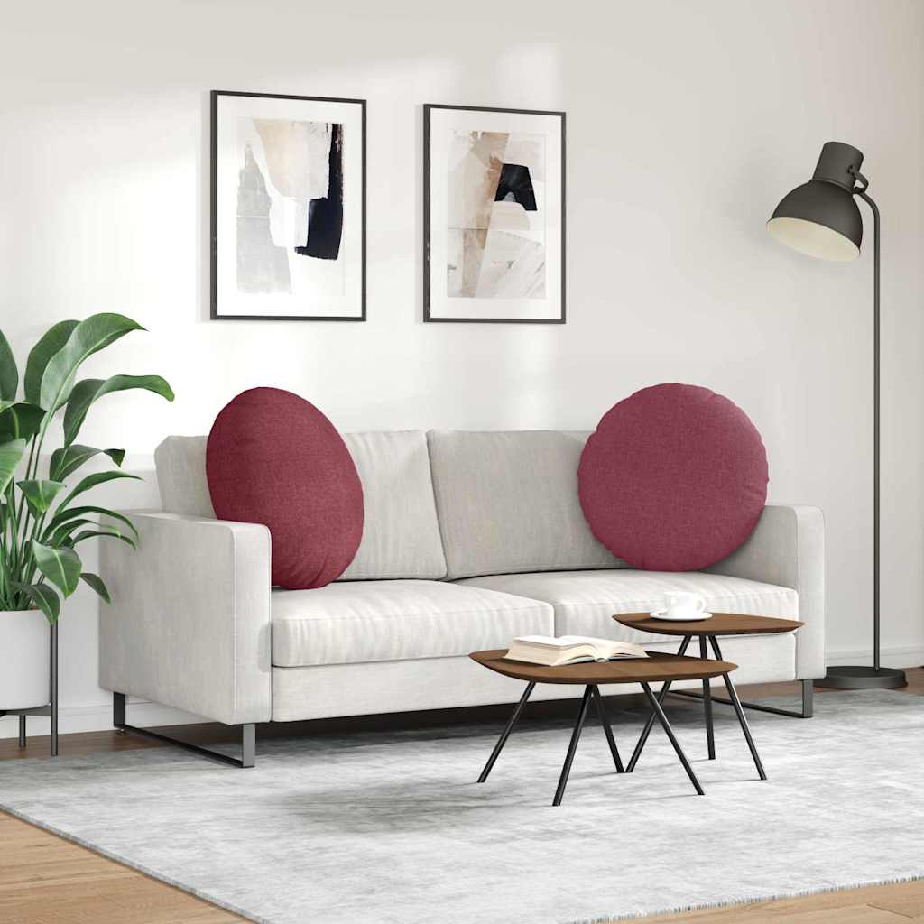 Cuscini per Seduta 2 pcs Rosso Vino Ø60 x 21 cm Tessuto