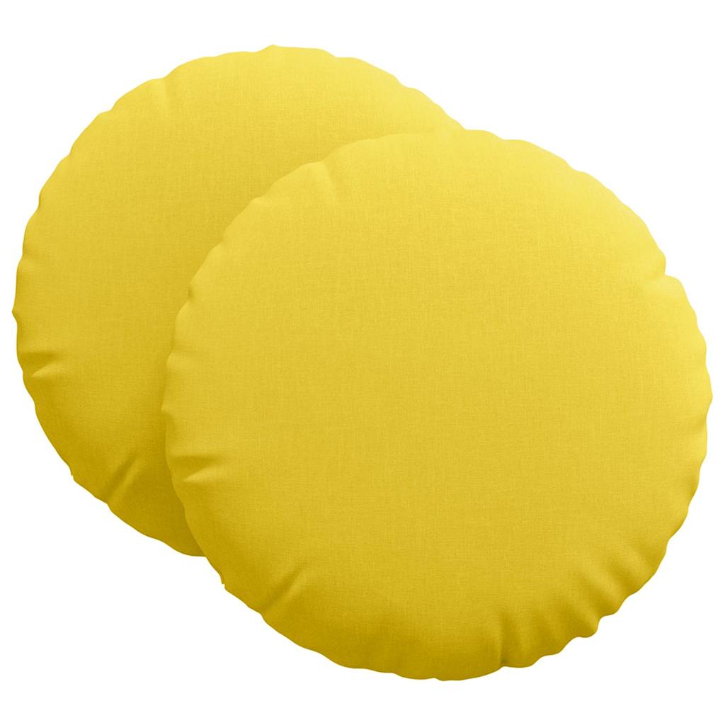 Cuscini per Seduta 2 pcs Giallo Chiaro Ø60 x 21 cm Tessuto