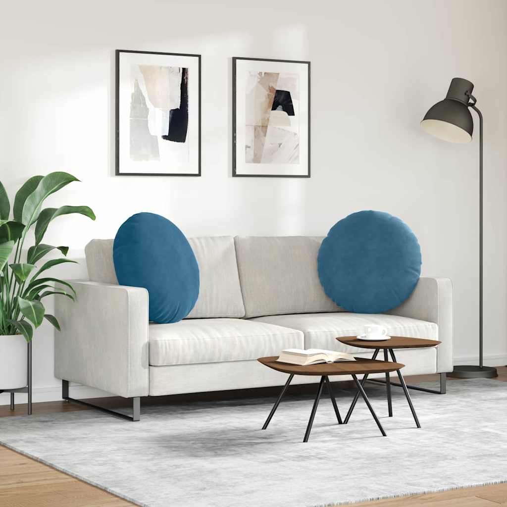 Cuscini per Seduta 2 pcs Blu Ø60 x 21 cm Velluto