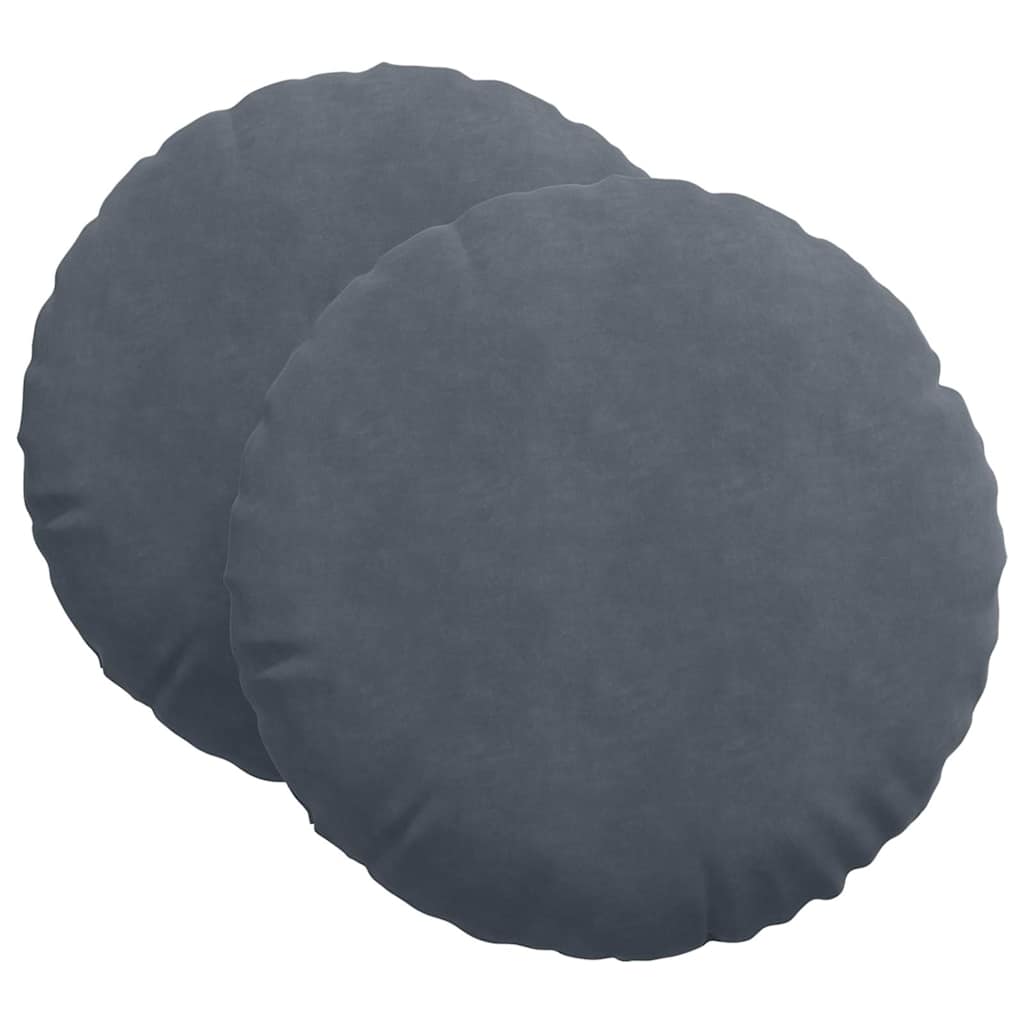 Cuscini per Seduta 2 pcs Grigio scuro Ø60 x 21 cm Velluto