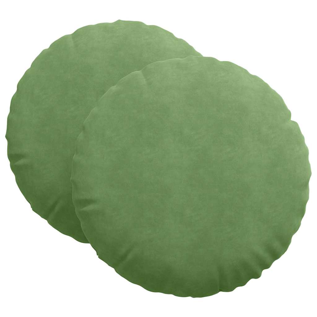 Cuscini per Seduta 2 pcs Verde chiaro Ø60 x 21 cm Velluto