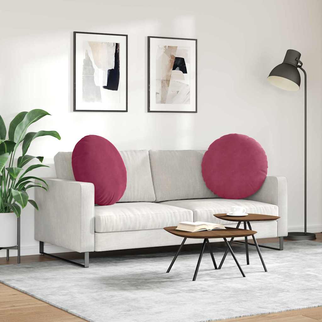 Cuscini per Seduta 2 pcs Rosso Vino Ø60 x 21 cm Velluto