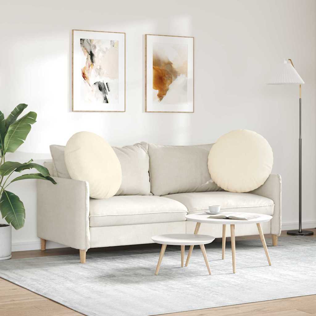 Cuscini per Seduta 2 pcs Crema Ø60 x 21 cm Tessuto in Cords