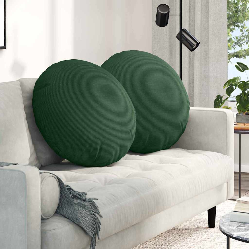 Cuscini per Seduta 2 pcs Verde Scuro Ø60 x 21 cm