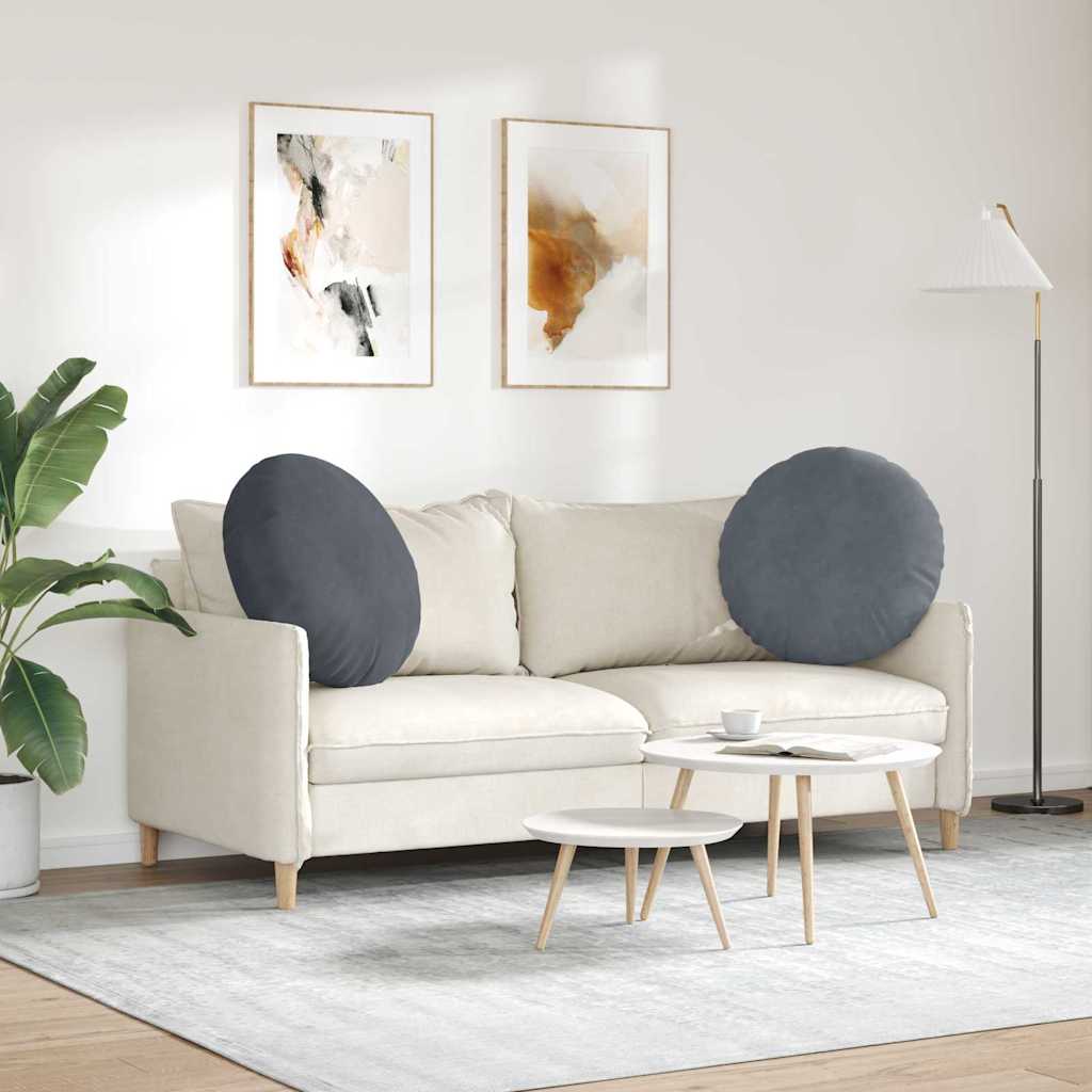 Cuscini per Seduta 2 pcs Grigio scuro Ø 40 x 13 cm Velluto