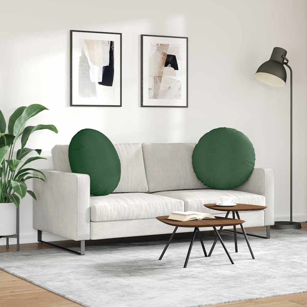 Cuscini per Seduta 2 pcs Verde Scuro Ø 80 cm Tessuto in Cords
