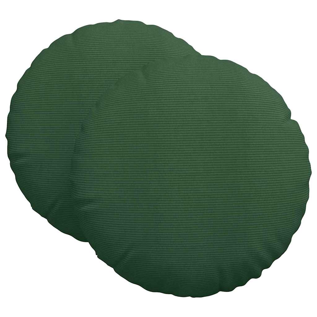 Cuscini per Seduta 2 pcs Verde Scuro Ø 80 cm Tessuto in Cords