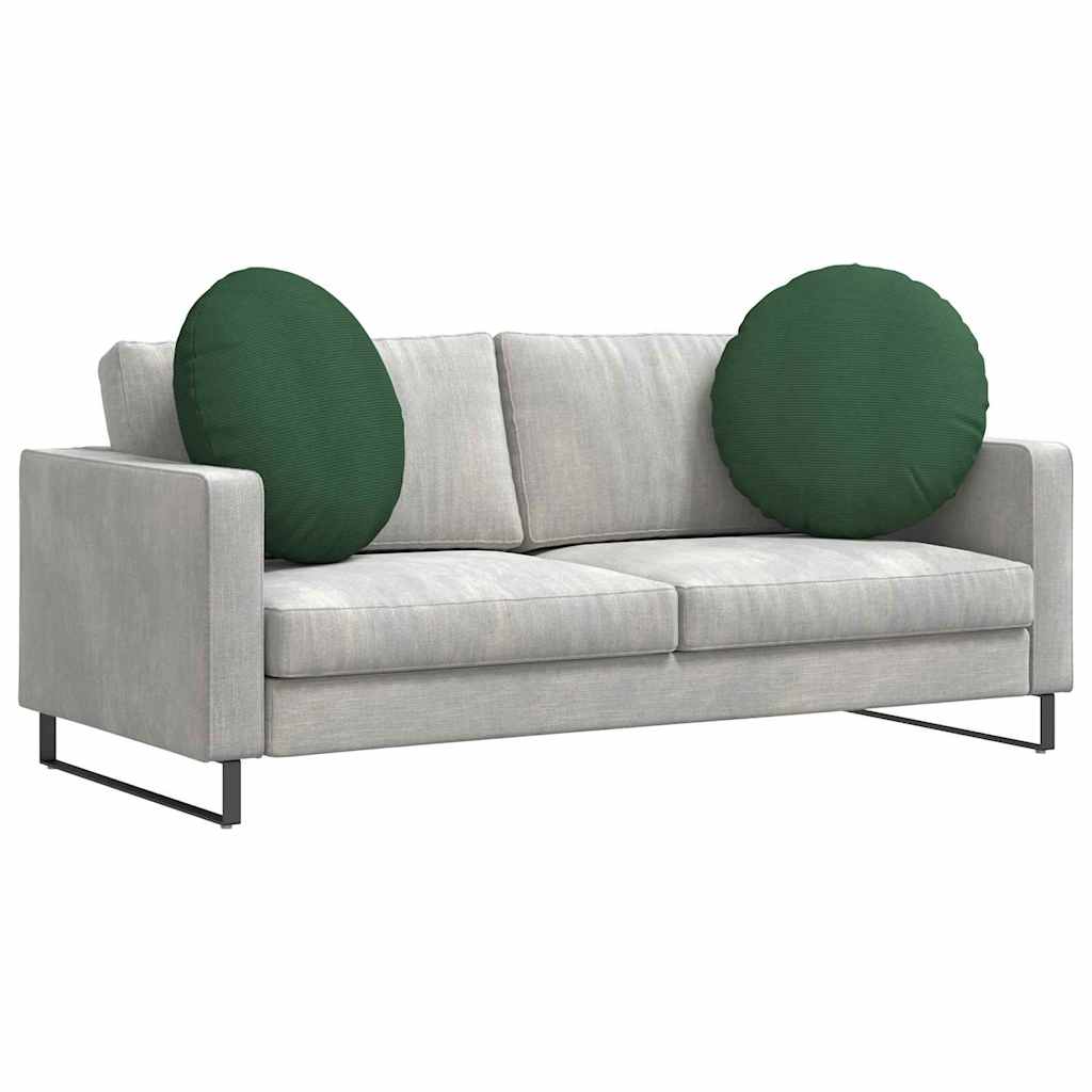 Cuscini per Seduta 2 pcs Verde Scuro Ø 80 cm Tessuto in Cords