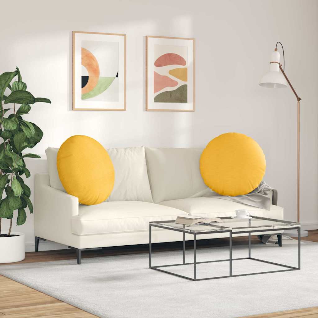 Cuscini per Seduta 2 pcs Giallo Chiaro Ø 80 cm Tessuto in Cords