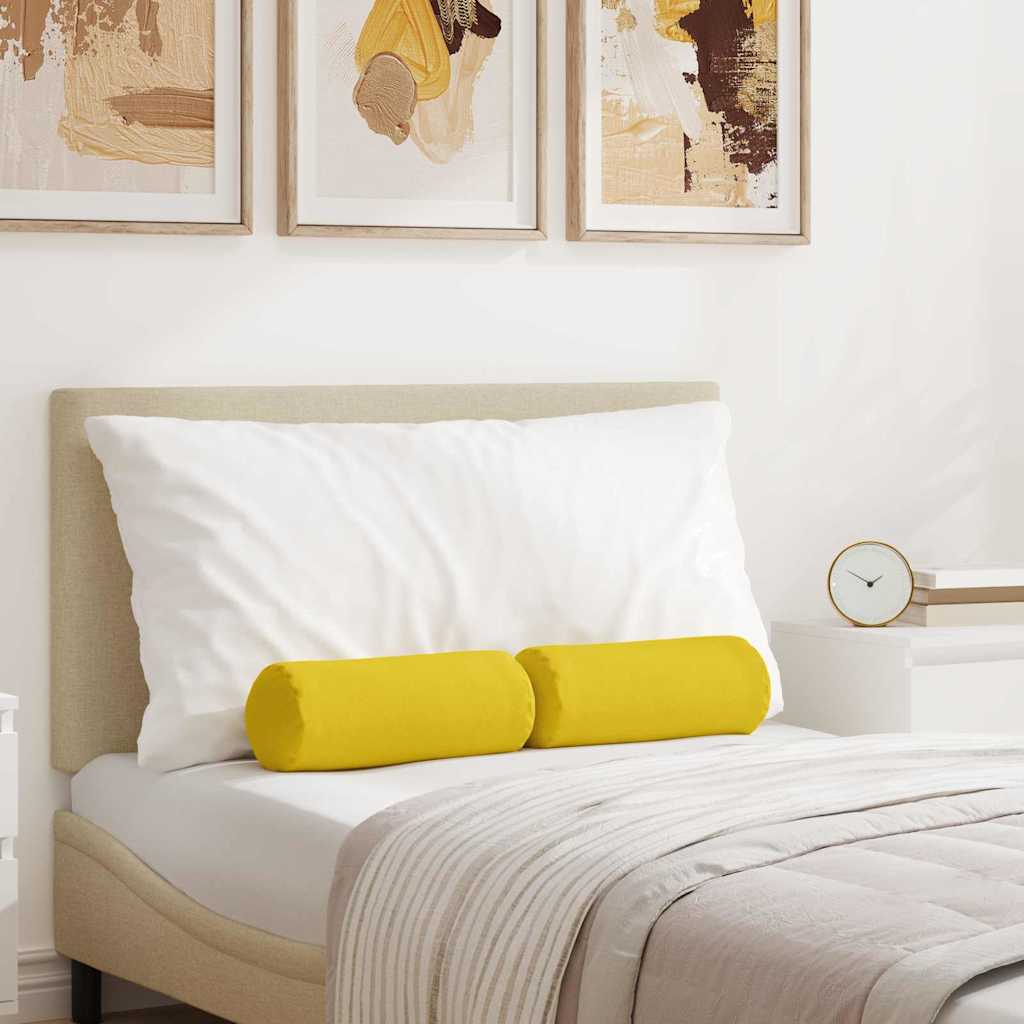 Cuscini a rullo 2 pcs Giallo Chiaro Ø 15 x 40 cm Tessuto