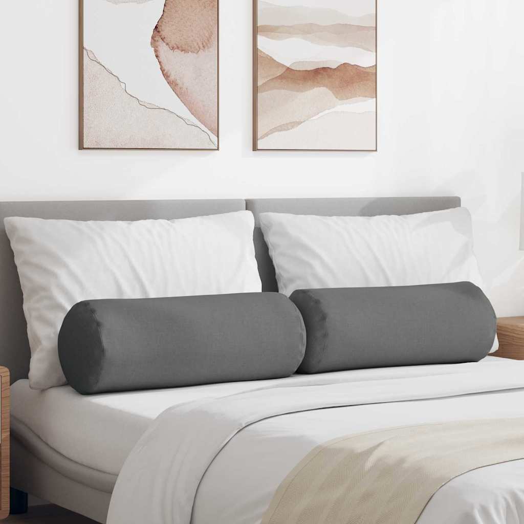 Cuscini a rullo 2 pcs Grigio scuro Ø 25 x 70 cm Tessuto