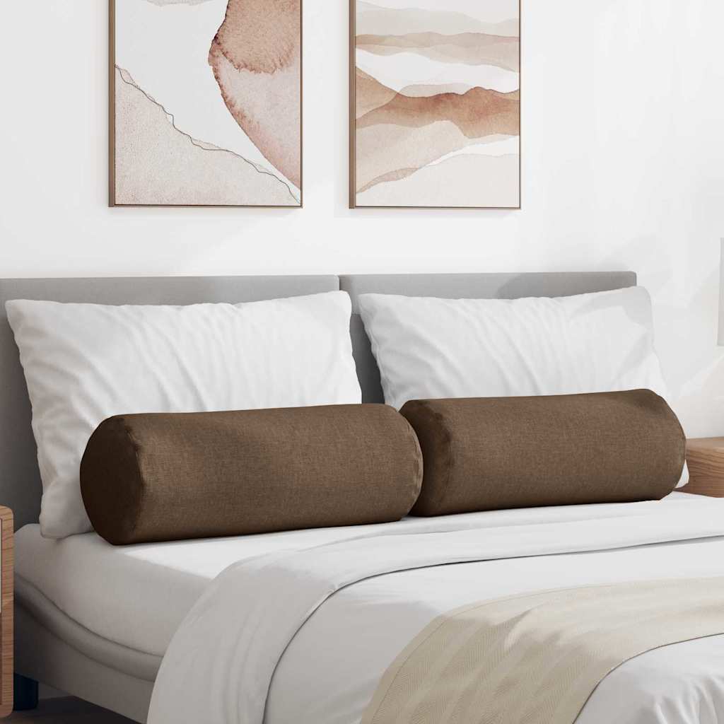 Cuscini a rullo 2 pcs Marrone Ø 25 x 70 cm Tessuto