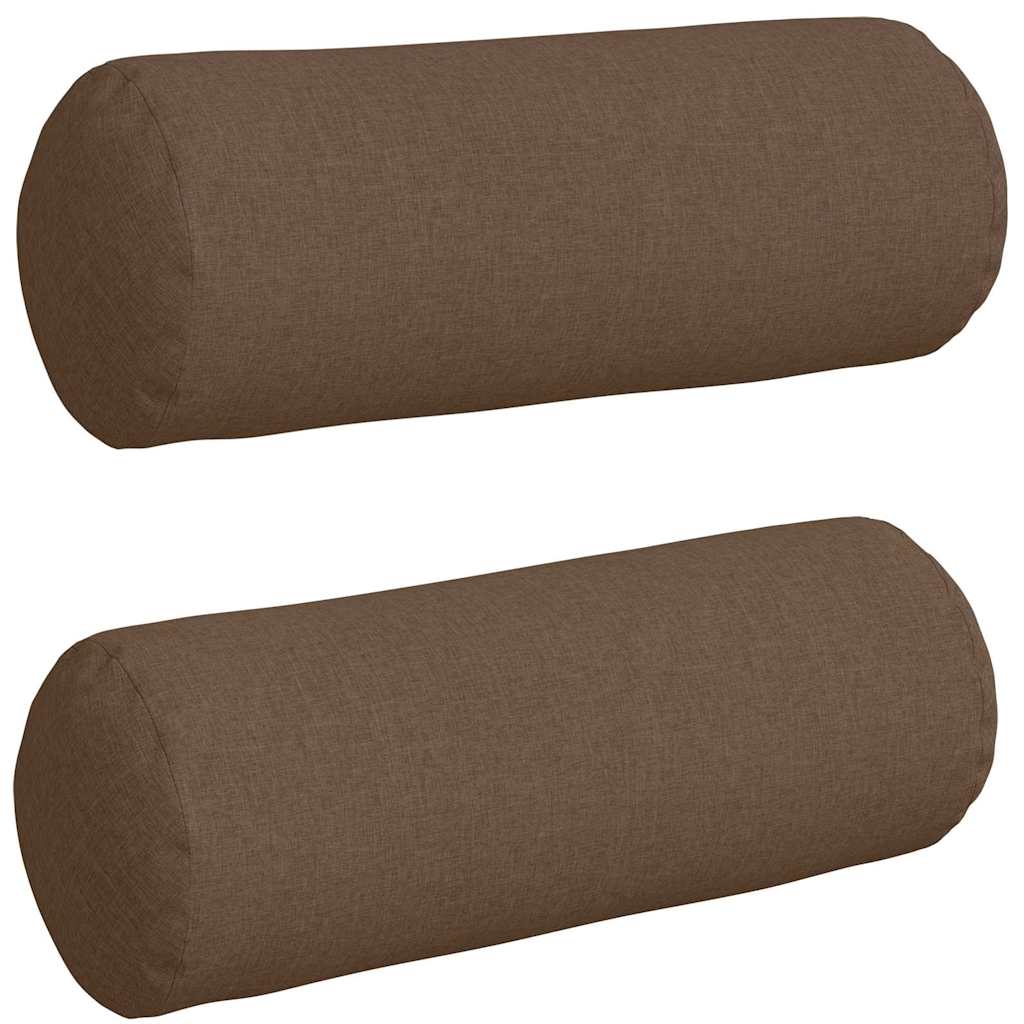 Cuscini a rullo 2 pcs Marrone Ø 25 x 70 cm Tessuto