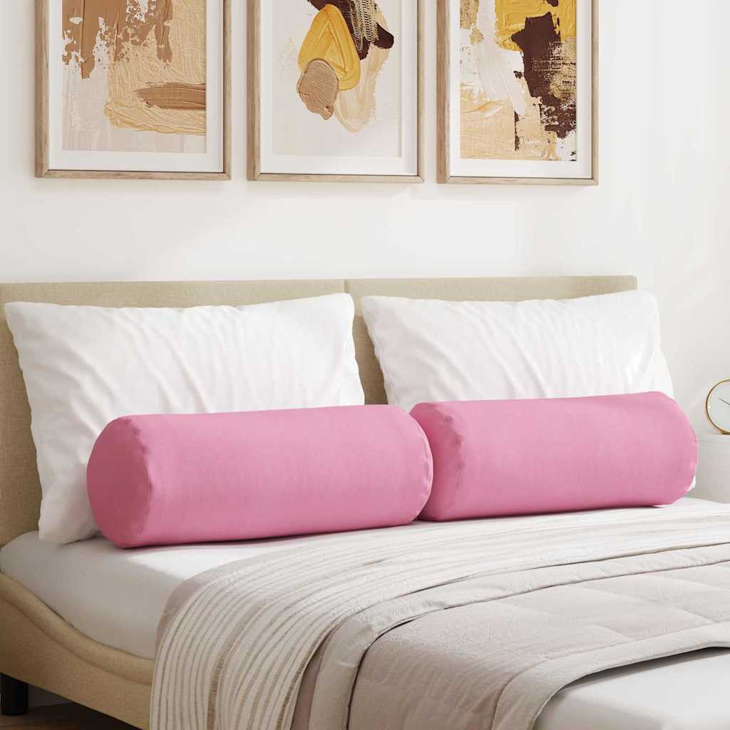 Cuscini a rullo 2 pcs Rosa Ø 25 x 70 cm Tessuto