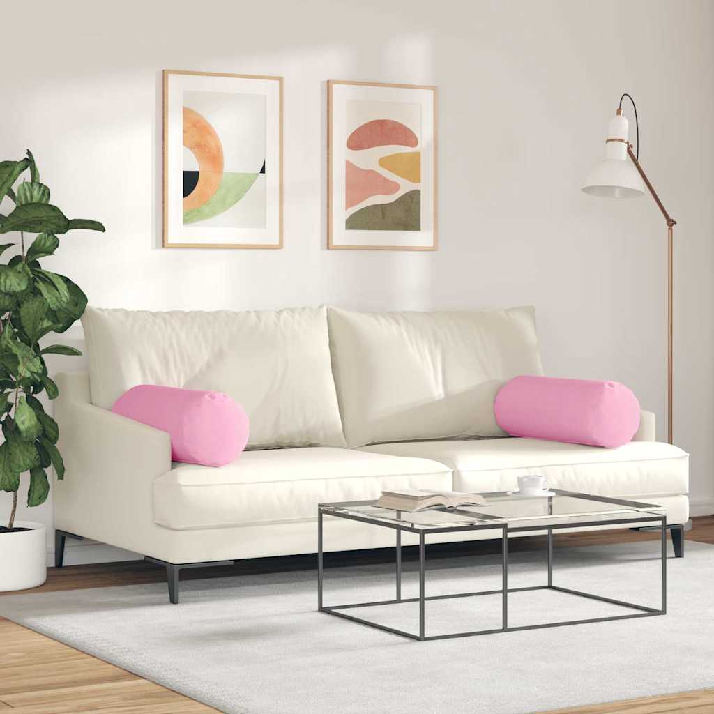 Cuscini a rullo 2 pcs Rosa Ø 25 x 70 cm Tessuto