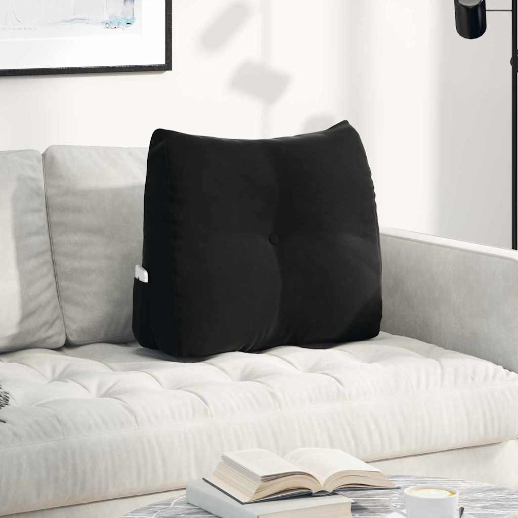 Cuscino per Schiena Nero 60 x 24 x 50 cm Velluto
