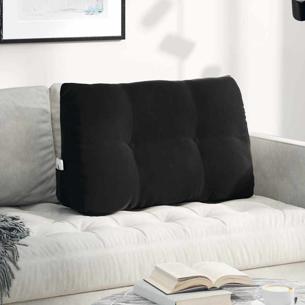 Cuscino per Schiena Nero 80 x 24 x 50 cm Velluto