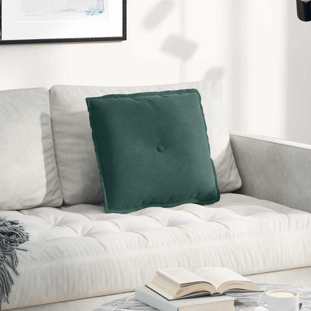 Cuscino per Schiena Verde Scuro 50 x 45 cm Tessuto in Cords