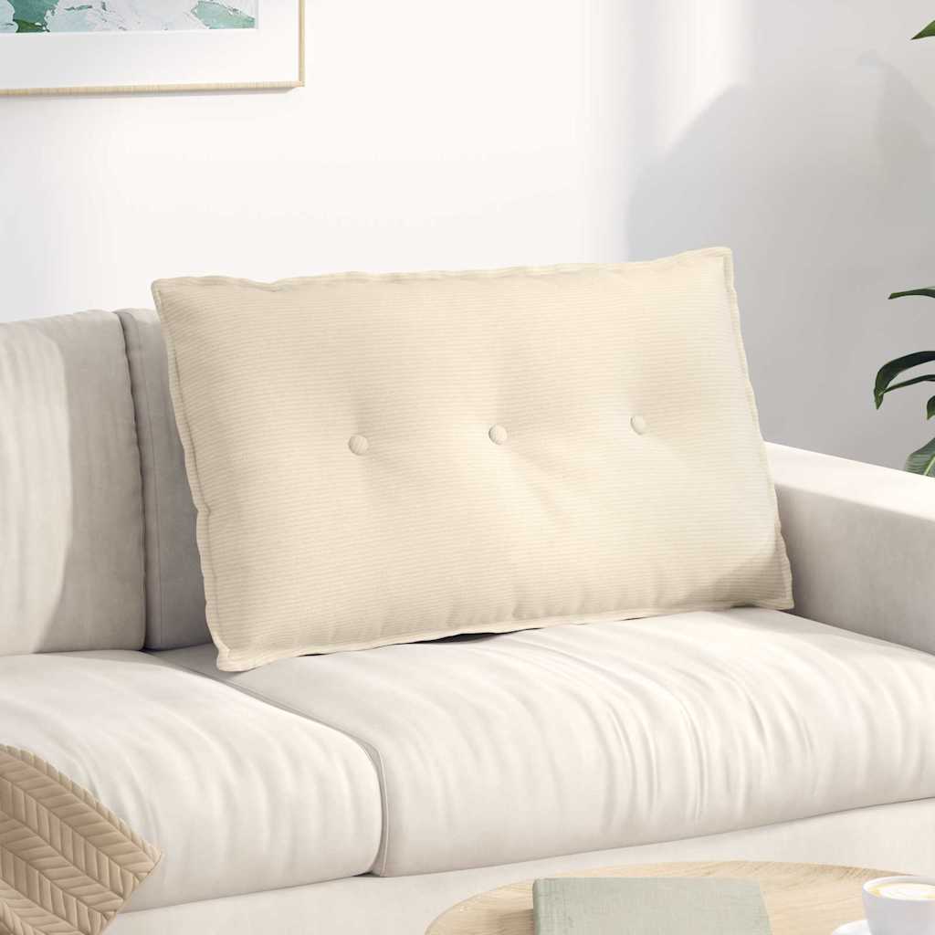 Cuscino per Schiena Crema 80 x 50 cm Tessuto in Cords