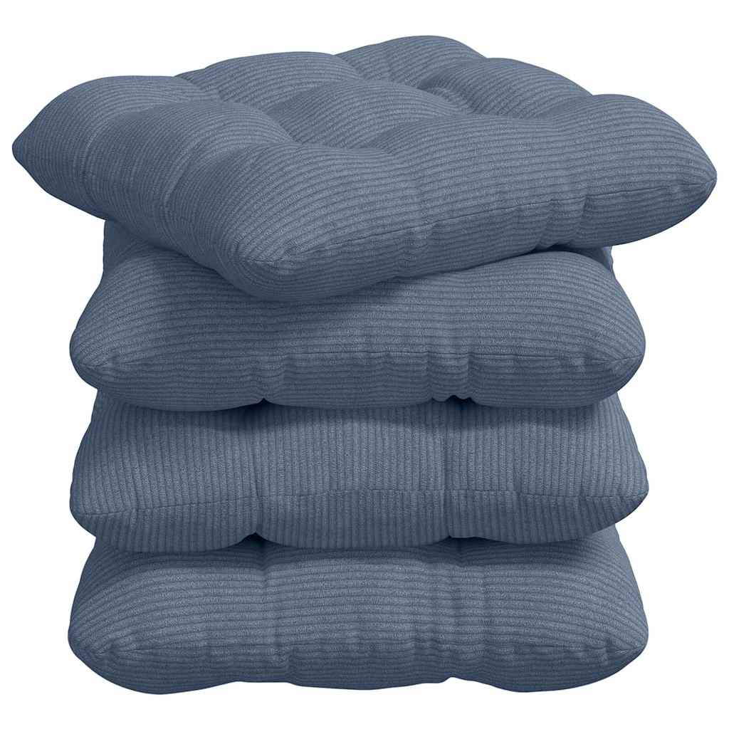 Cuscini per Seduta 4 pcs Blu 40 x 40 cm Tessuto in Cords