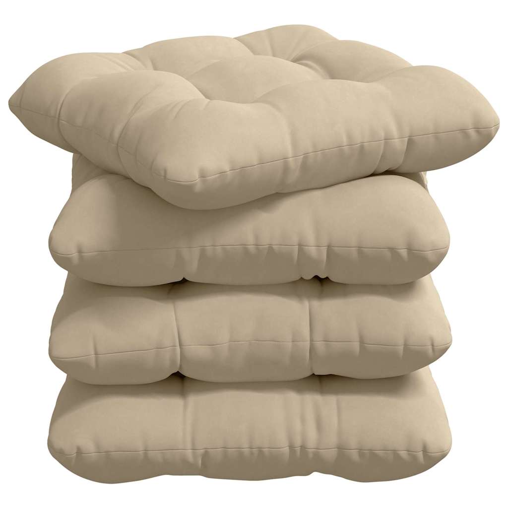 Cuscini per Seduta 4 pcs Crema 45 x 45 cm Tessuto in Microfibra