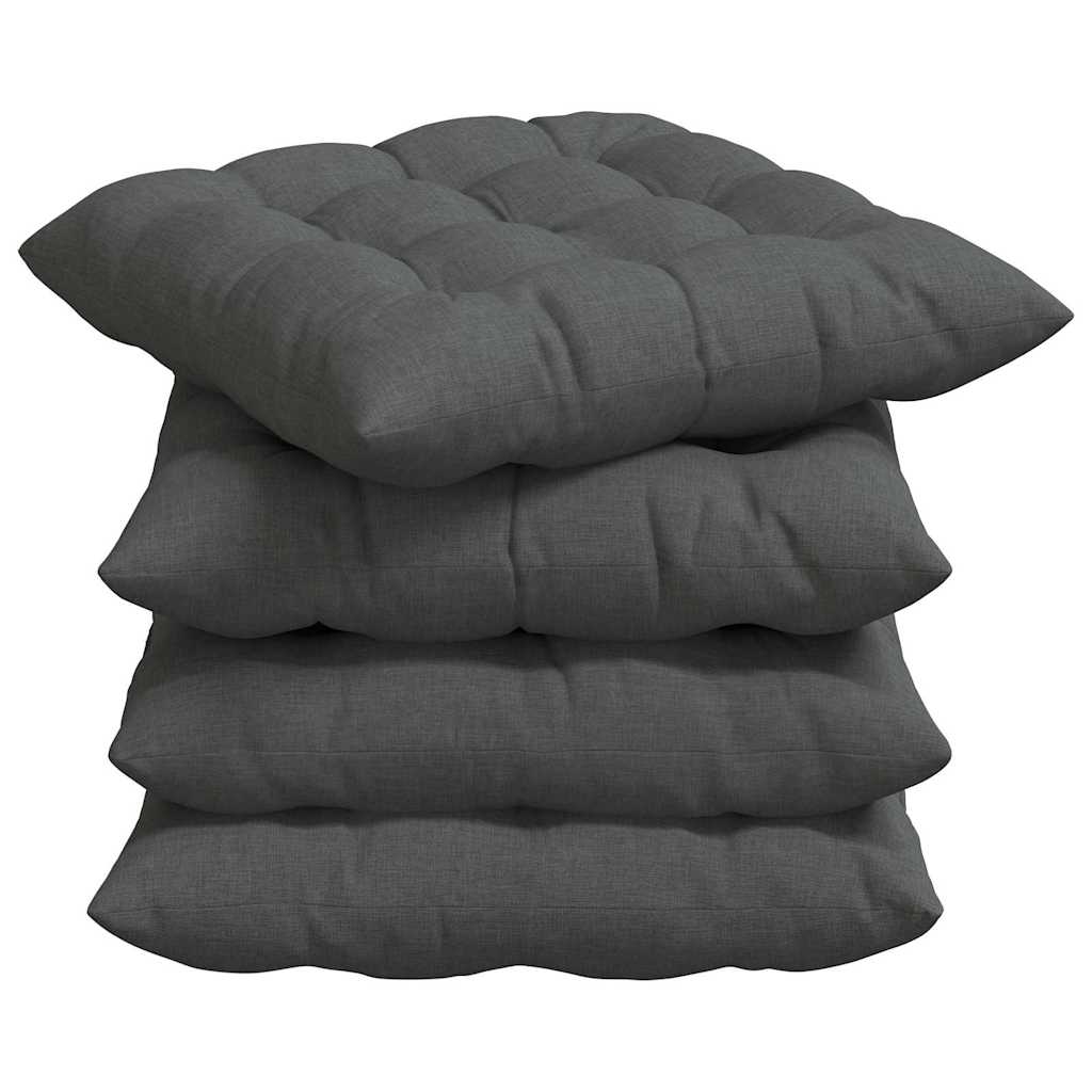 Cuscini per Seduta 4 pcs Grigio scuro 40 x 40 x 6 cm Tessuto