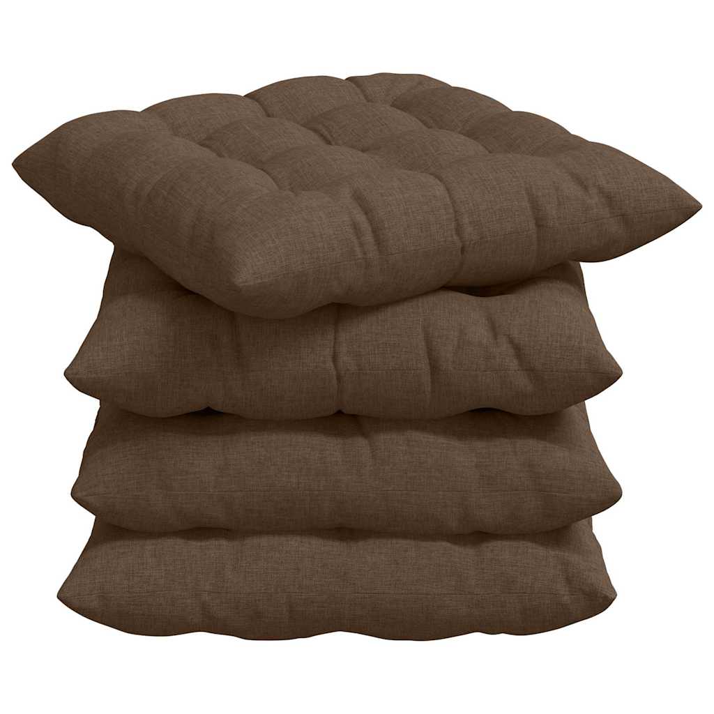 Cuscini per Seduta 4 pcs Marrone 40 x 40 x 6 cm Tessuto